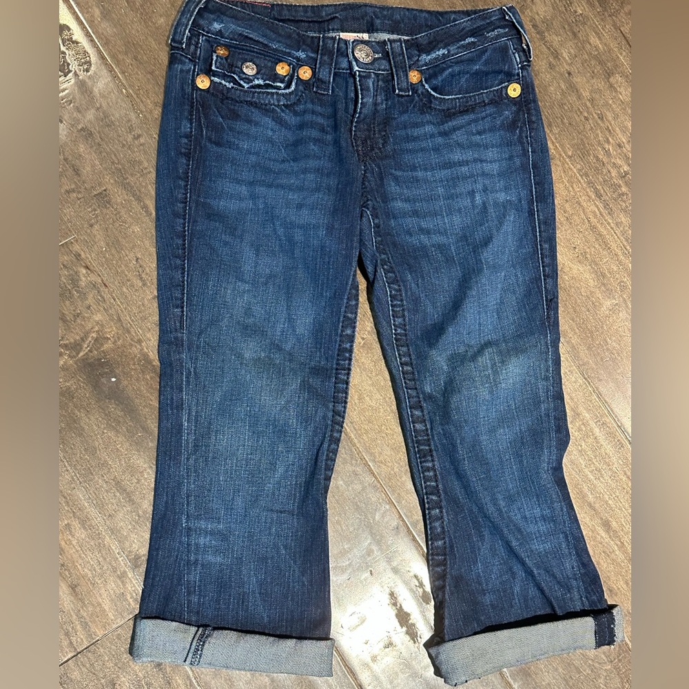 True Religion Joey Big T cropped jeans capris roll cuff size 27*
